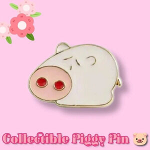 Collectible Piggy Pin with Gold Metal and Enamel Inlay